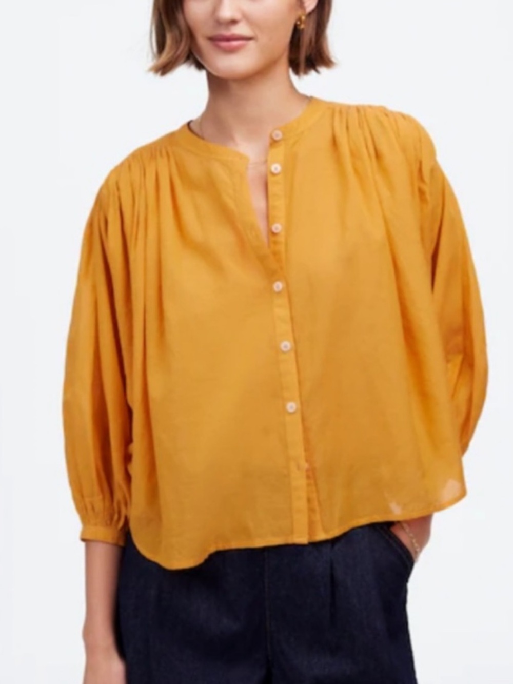 Madewell Balloon Sleeve Top in Small in Pollen Puff batwing boho flowy